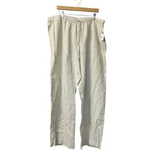 NEW Kate Hill Cream 100% Linen Drawstring Straight Leg Pants Size 2X - Picture 1 of 9
