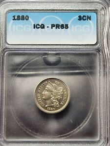 1880 3c Nickel Three-Cent Piece Proof - ICG PR65 - Free Shipping!