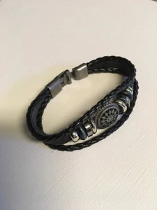 Bracciale Uomo Donna Charm Pelle Bracciale Pulsera - Foto 1 di 12
