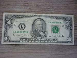 VINTAGE SERIES 1990 $50 DOLLAR BILL FEDERAL RESERVE NOTE - Picture 1 of 2