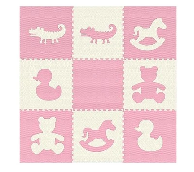 Weizzer Toys Niños Rosa Blanco Puzzle Espuma Juego Mat con Texturas + Bordes 73"x73" Foto 1 de 4