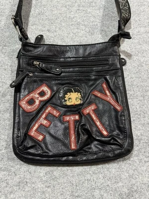 Bolso de hombro de cuero Betty Boop vintage años 90 negro Foto 1 de 4