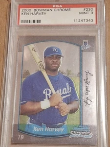 2000 KEN HARVEY BOWMAN CHROME BASEBALL ROOKIE CARD RC #230 PSA 9 KC ROYALS - Picture 1 of 4