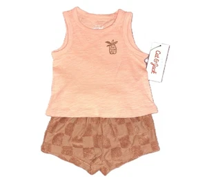 Jungen CAT & JACK Koralle Tanktop Frottee Shorts 3 6 Monate Neu mit Etikett Outfit Ananas Set - Bild 1 von 3