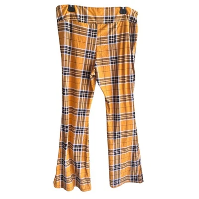 Flare lag high waisted jersey knit tartan plaid pants preppy  plus sz XXXL 3X - Image 1 of 4