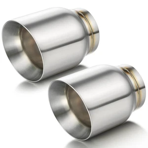 Diesel Exhaust Tip 3" inlet , 4" Outlet 5" Long, Rolled Angle Cut, Double Wall - Imagen 1 de 8