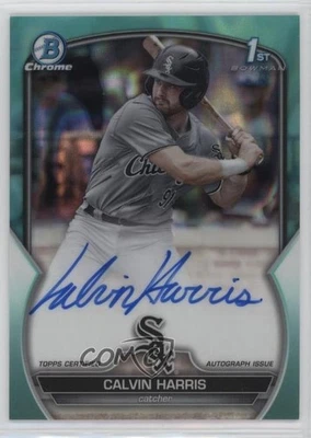 2023 Bowman Draft Chrome Prospect Aqua Lava Refractor /199 Calvin Harris Auto - Image 1 of 2