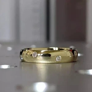 2 Ct Round Cut Simulated Diamond Engagement Band Ring In 14k Yellow Gold Plated - Picture 1 of 6