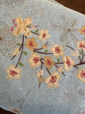 TELA ELÁSTICA de colección ligera mezcla de polietileno 56" W 5 yardas flores de cerezo mariposas azul Foto 1 de 4