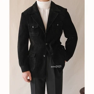 Cord Jagdjacke Herren Business Freizeit mehrere Taschen Neapel warme Mäntel - Bild 1 von 27