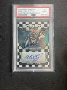 Panini Prizm Corey Lajoie Scripts 2023 bandera a cuadros automático #/50 PSA 10 - Imagen 1 de 2