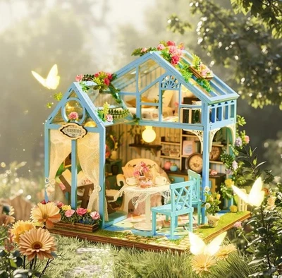 Hágalo usted mismo Casa de Hadas Miniatura Casa de Muñecas Kit Casa de Muñecas Regalo Único con LED Foto 1 de 4