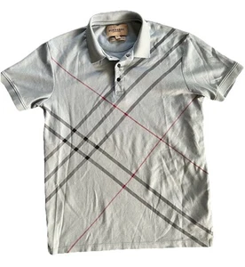 Burberry London Plaid Polo Shirt Women’s Large Blue Pearl Snap Collar - Picture 1 of 5