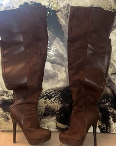 Women Winter Stiletto High Heels Pointed Slouch Thigh High Boots Over The Knee - Picture 1 of 3
