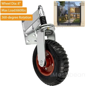8" Gate Wheels Heavy Duty Spring-Loaded Gate Caster For Wooden & Metal Tube Gate - Picture 1 of 9