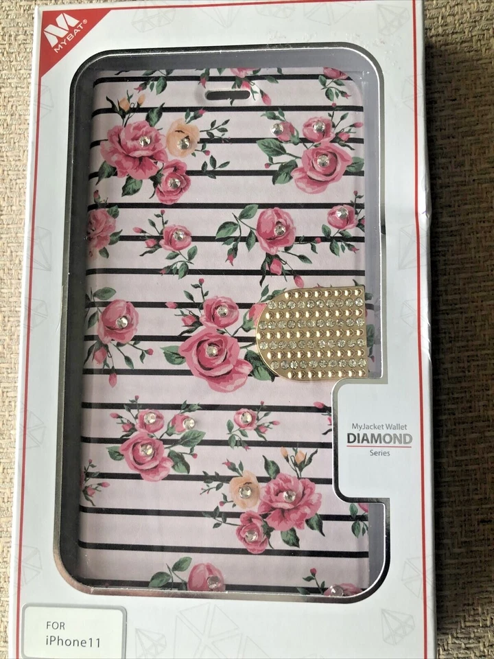MyBat MyJacket Wallet Diamond Series for Apple iPhone 11 - Pink Fresh Roses - Image 1 of 4
