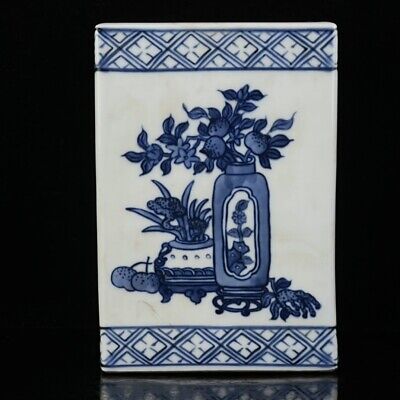 China Old Hand Painting Qianlong Mark Blue And White Bo Gu Wen Pen Container • 1.27$