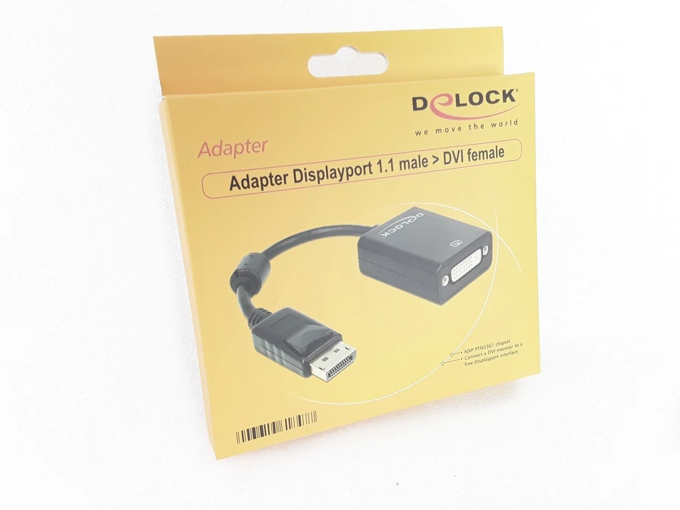 Delock Adapter 61847 DisplayPort 1.1 male > DVI female schwarz Neu&OVP - Bild 1 von 3