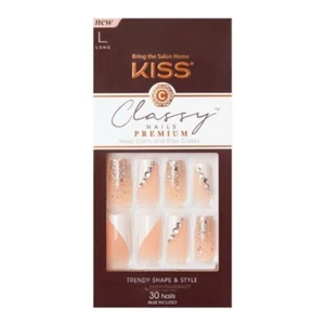 KISS Classy Nails Nail Tips Long Length + Glue 7 day wear CSP02 Gorgeous - Picture 1 of 2
