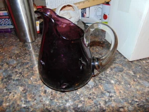 Vintage Bischoff Art Glass Pitcher Pinched Pattern Hand Blown Mid-Century Modern - Bild 1 von 2