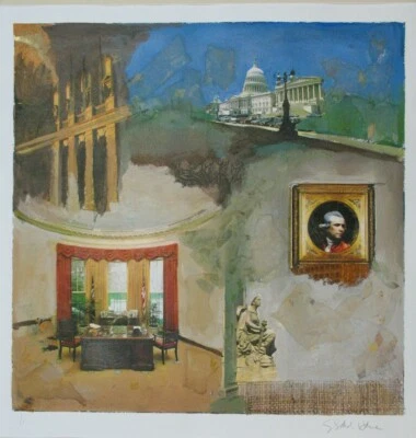 Starlie Sokol Hohne Oficina Oval y Edificio de Congresos Firmado Monotipo Medios Mixtos Foto 1 de 4