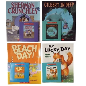 Scholastic Books CDs Sherman Crunchley Gilbert In Deep Beach Day My Lucky Day - Picture 1 of 10