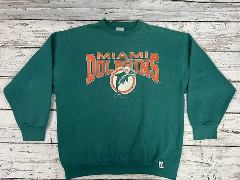 VTG 1995 Miami Dolphins Logo 7 NFL Big Logo Pullover Crewneck Sweatshirt USA  XL Cover