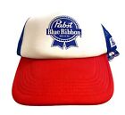 #4774 Pabst Blue Ribbon snap back cap small stain left front above brim