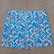 Slazenger Golf Skort Size 8 Short Blue Pink Geometric A-Line Pockets Slit