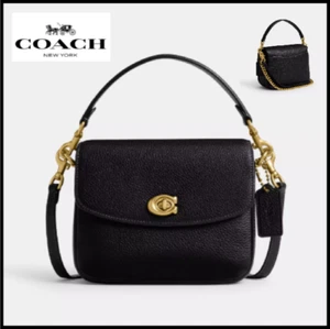 COACH CV437 Cassie Crossbody Bag 19 Black Sholder Pebble Leather Outlet New - Picture 1 of 18