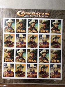 USPS 20 Stamps $.44 Cowboys Of The Silver Screen & 4-First Day Of Issue 2010 - Picture 1 of 6