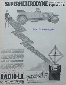 PUBLICITE RADIO LL SUPERHETERODYNE MODELE PORTATIF TYPE AUTO DE 1926 FRENCH AD - Picture 1 of 1