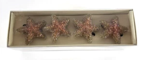 Pier 1 Star Napkin Rings NEW Set Of 4 Starfish Sparkling White Pink Dinner Party - Picture 1 of 3