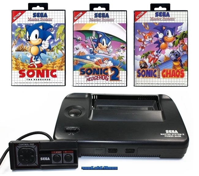 ## SEGA Master System 2 + Controller + 3 Sonic Spiele (1, 2, Chaos) - TOP ## - Bild 1 von 1