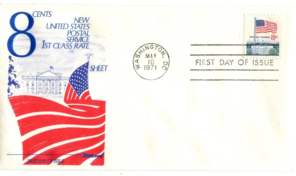Flag over White House - 1971 First Day FDC - Fleetwood Scott 1338 unaddressed - Image 1 of 1