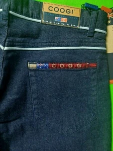 NOS RARE VTG '99 '00 Unreleased Coogi blue band straight leg blue jeans 32W 32L - Picture 1 of 9