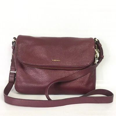 Fossil Preston Flap Crossbody Bag Burgundy Leather Purse ZB5875 - Image 1 of 4