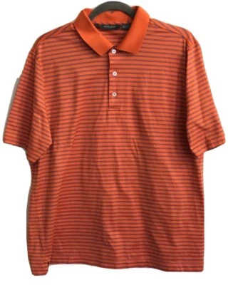 Golf Shirt Bobby Jones Collection Orange Mens Large Striped Polo. - Image 1 of 4