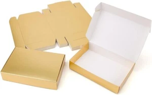 10 pcs gold gift boxes, folding small cartons SIZE: 6.7 X 4.7 X 2.4 INCHS - Picture 1 of 4