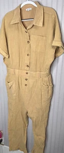 White Birch Women JUMPSUIT 2X Light Brown Collar Button Pockets Fresh Career NEW - Picture 1 of 12