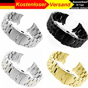 18mm-24mm Gebogene Edelstahl Glieder-Uhrenarmband Silbern Metall massiv Ersatz - Bild 1 von 21