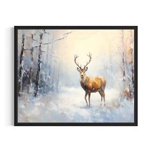 Reindeer Animal Art Print Poster Wall Art Painting - Picture 1 of 7