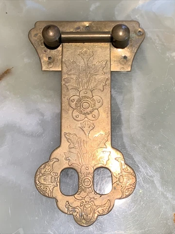 Vintage Steamer Trunk Chest Brass Latch Engraved Antique Cover