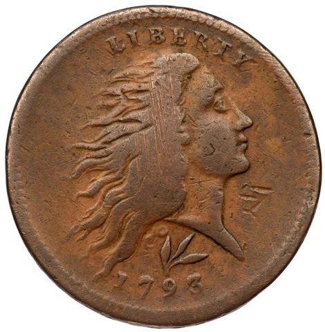 1793 S-11a R-4+ ANACS F 12 Details Wreath Large Cent Coin 1c Cover