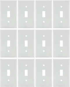 12Pack 1 Gang Toggle Switch Wall Plate, White Finish, Single Light Switch Cover - Picture 1 of 1