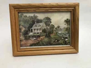 Currier & Ives "American Homestead Summer" Lithographiedruck im massiven Eichenrahmen - Bild 1 von 5