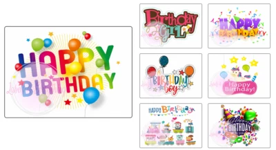 Happy Birthday Boy Girl Rectangle Large Stickers Party Bag Sweet Cone Box Gift - Image 1 of 4
