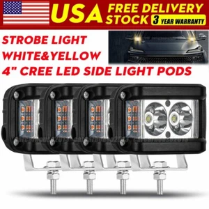 4 PIEZAS Vainas LED de tirador lateral de 4 pulgadas Luces estroboscópicas Barra de luz de doble color Blanco Ámbar - Imagen 1 de 12