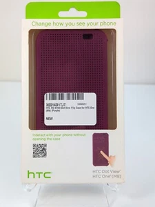 Genuine HTC One M8 Dot View Flip Case Cover M100 - Purple 99H11679-00 NEW! - Picture 1 of 6