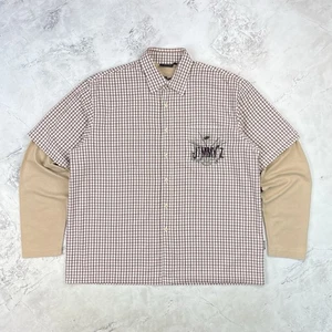 Jimmy'Z Red Check Double Layer Button-Up Shirt Size XXL Y2K 2000's - Picture 1 of 21